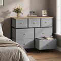 Dressing en tissu 7 tiroirs avec plateau en bois massif