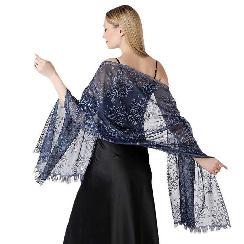 Tie-dye Floral Dentelle Écharpe Châle