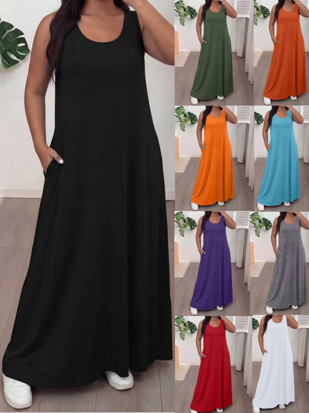 Robe Maxi sans manches pour femmes d'été
