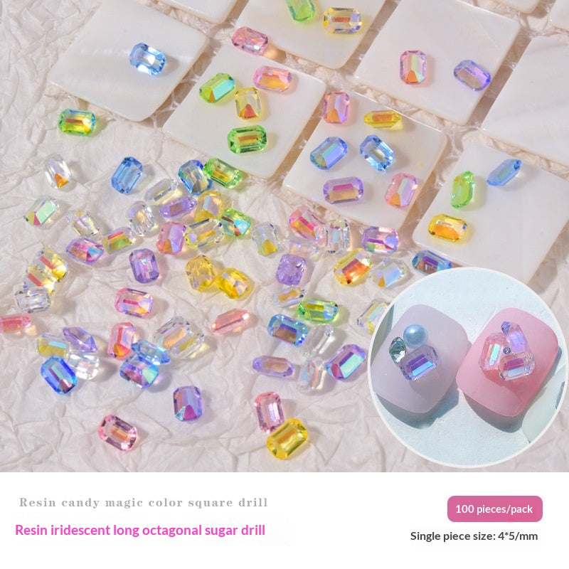 Ensemble de cube de glace Hued d'Aurora en forme de petit clou carré Strass