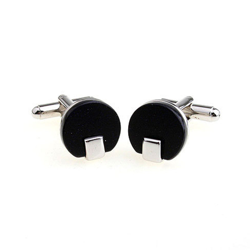 Hommes Fashion Round Black Onyx Cufflinks