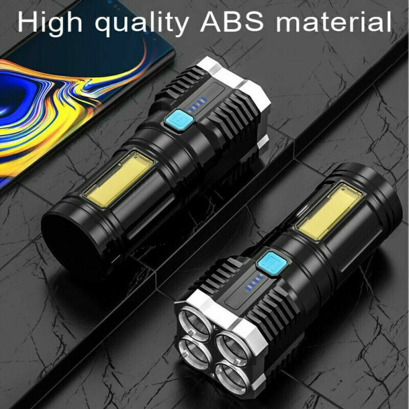 POWERFUL tactique Quad-Core Super lampe de poche LED torche USB Camping rechargeable