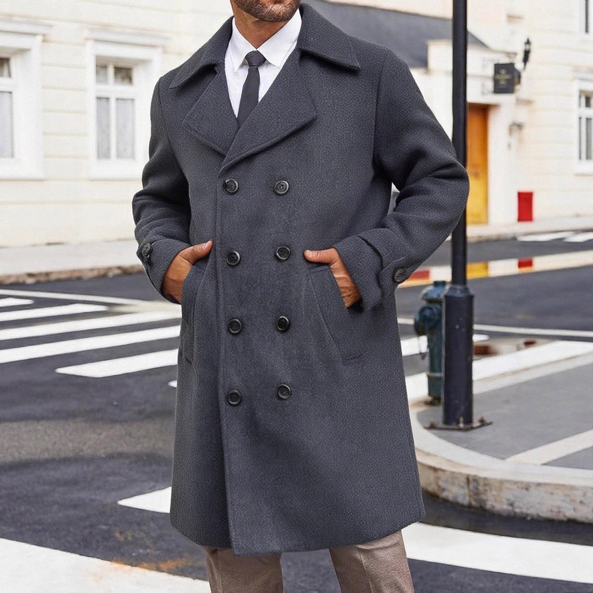 Manteau de tranchée pour hommes de style européen et américain