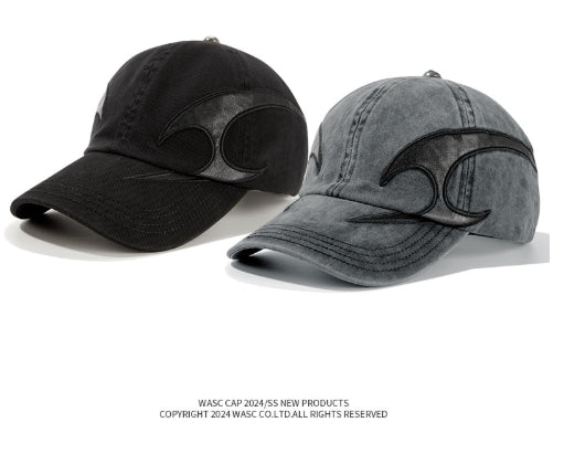 Black Washed Flame Denim Baseball Cap