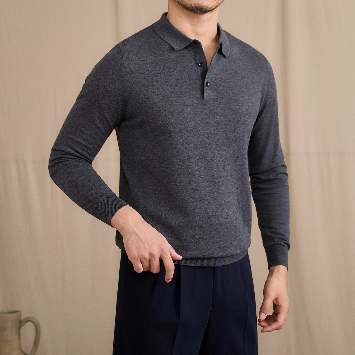 Chemise Polo Retro Slim-Fit Chaud Laine Top pour l'automne et l'hiver