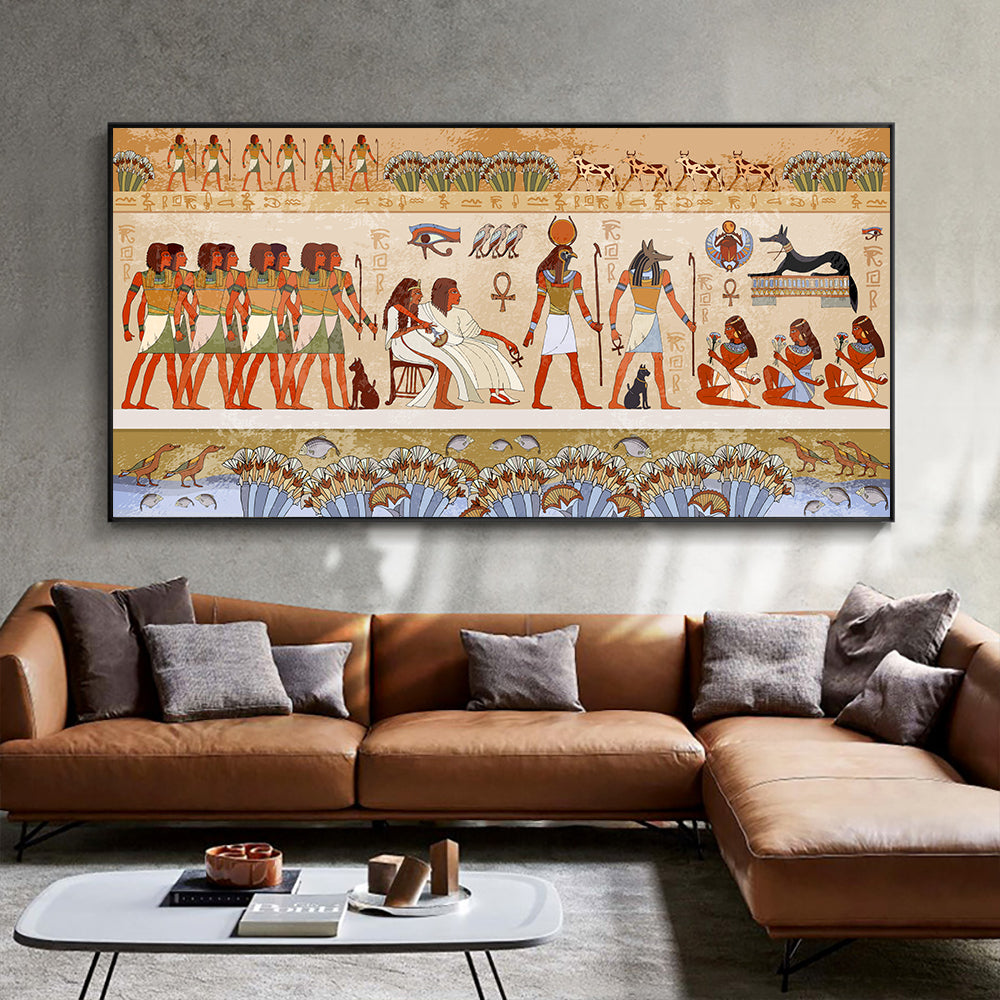 Vieux vieux rituels pharaoniques égyptiens imprimés sur toile