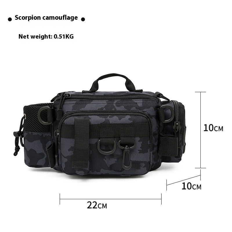 Multifonctionnel Rod Waist Bag Chambre simple Sac à dos Pêche Crossbody Bag