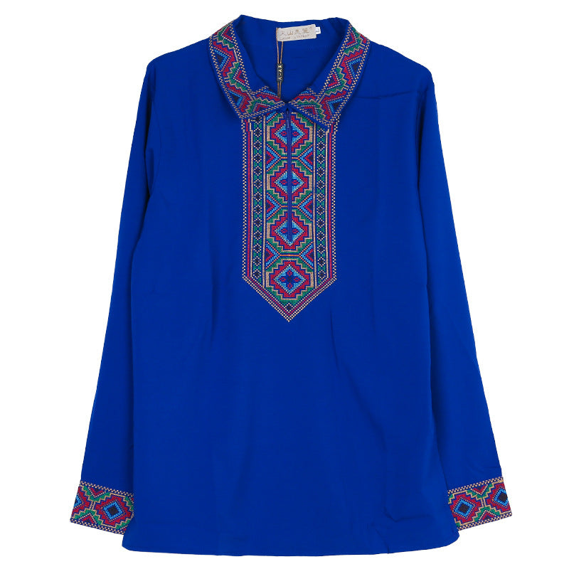 T-shirt blanc à manches longues style Uyghur