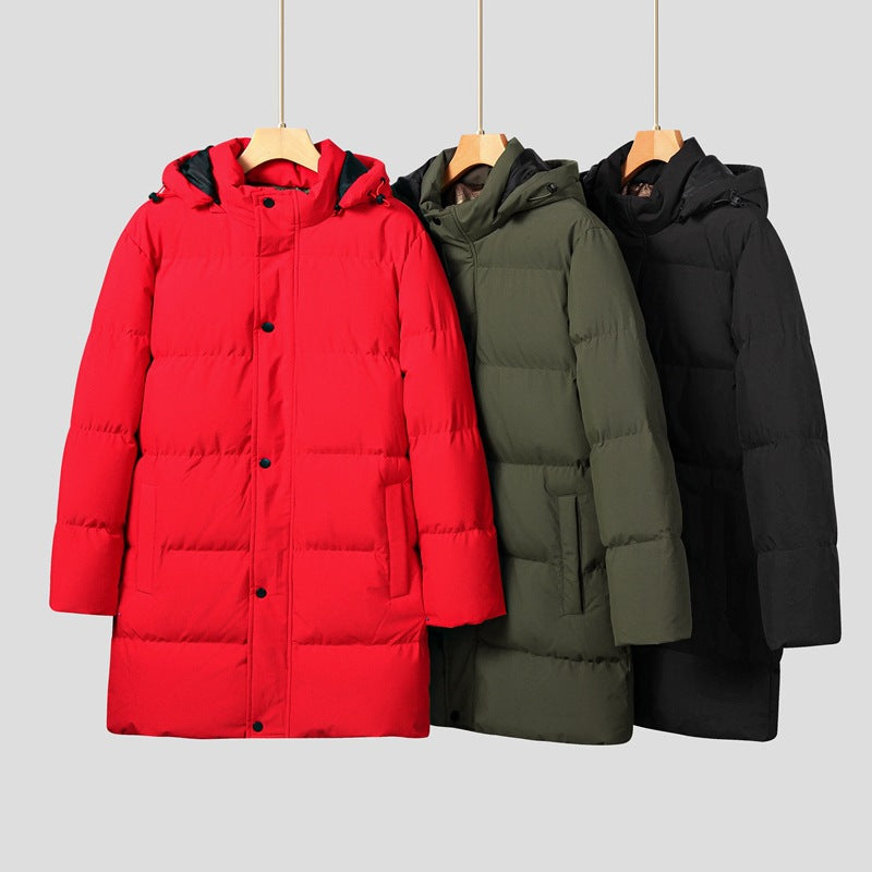 Homme Plus Taille Épaisseur thermique Long Couleur pure Vêtements de coton