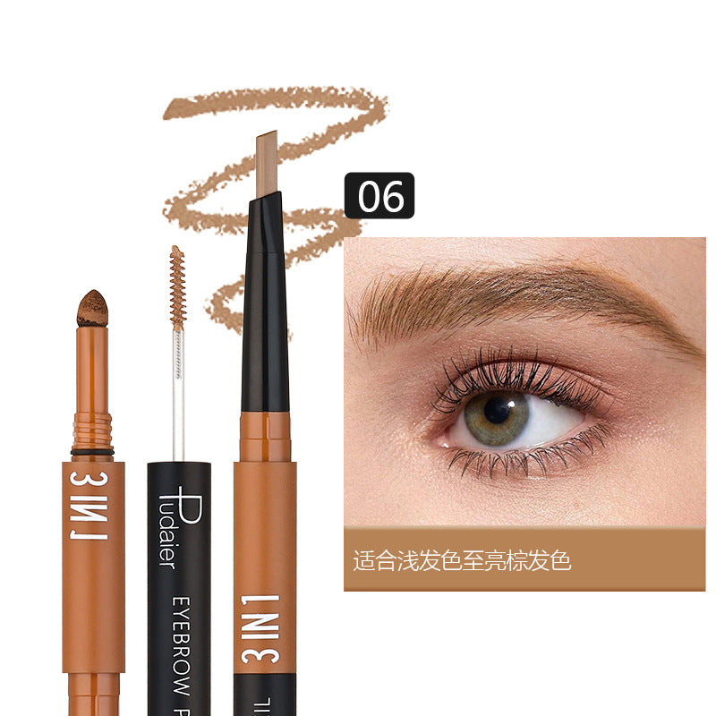 Crayon à sourcils étanche Triangle double tête en trois en un