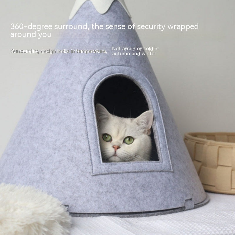 Felt Snow Mountain Tente semi-fermée Pet Bed