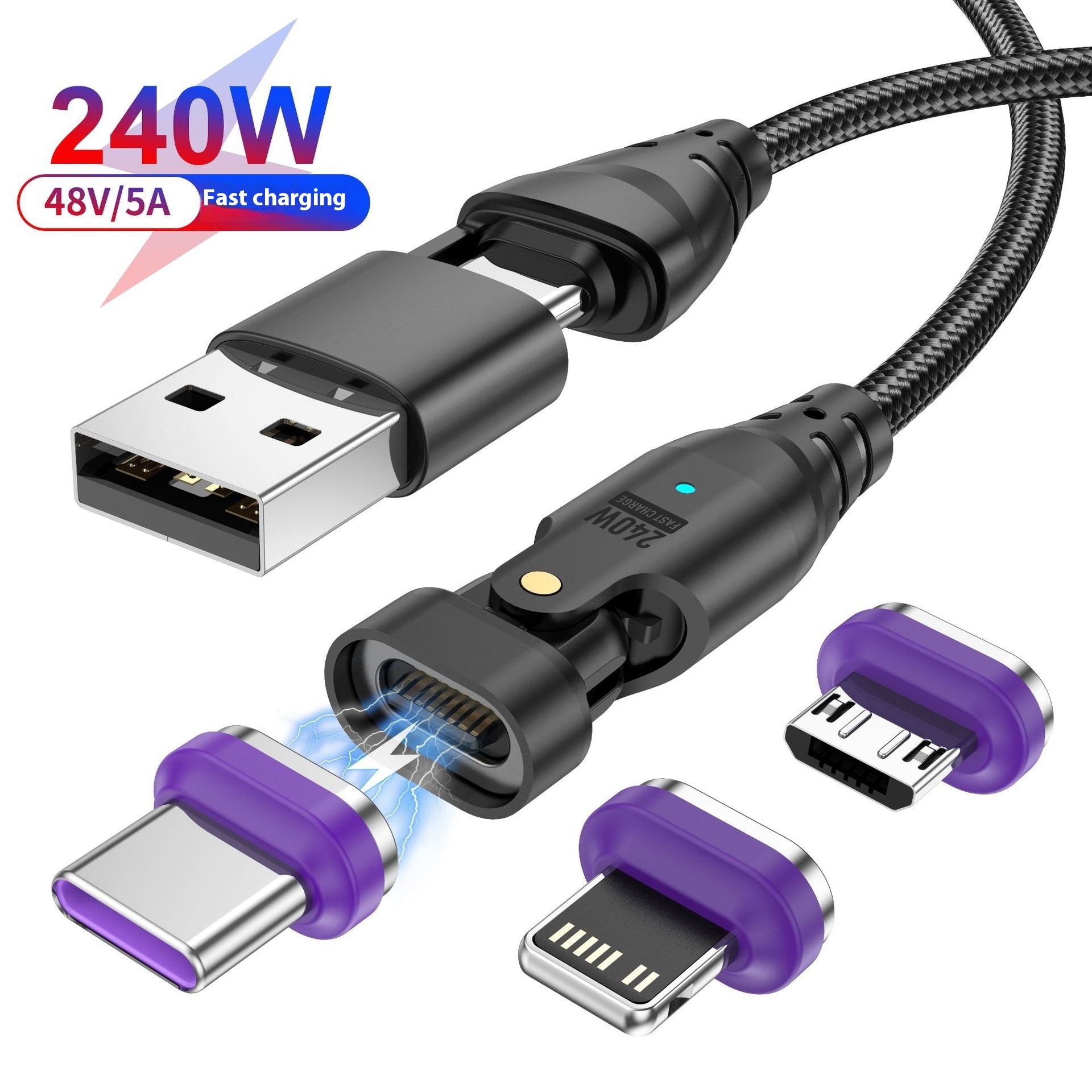 Câble de données magnétique de 240 W sur six en un