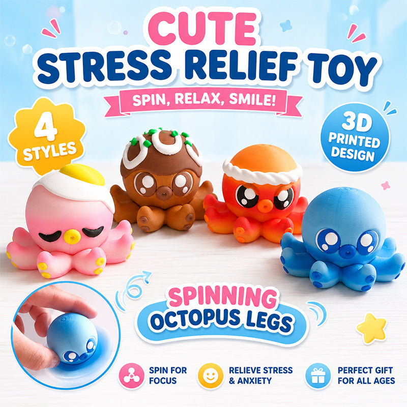 3D Imprimé Spinning Octopus Fidget Toy Cute Desk Stress Relief Accessory