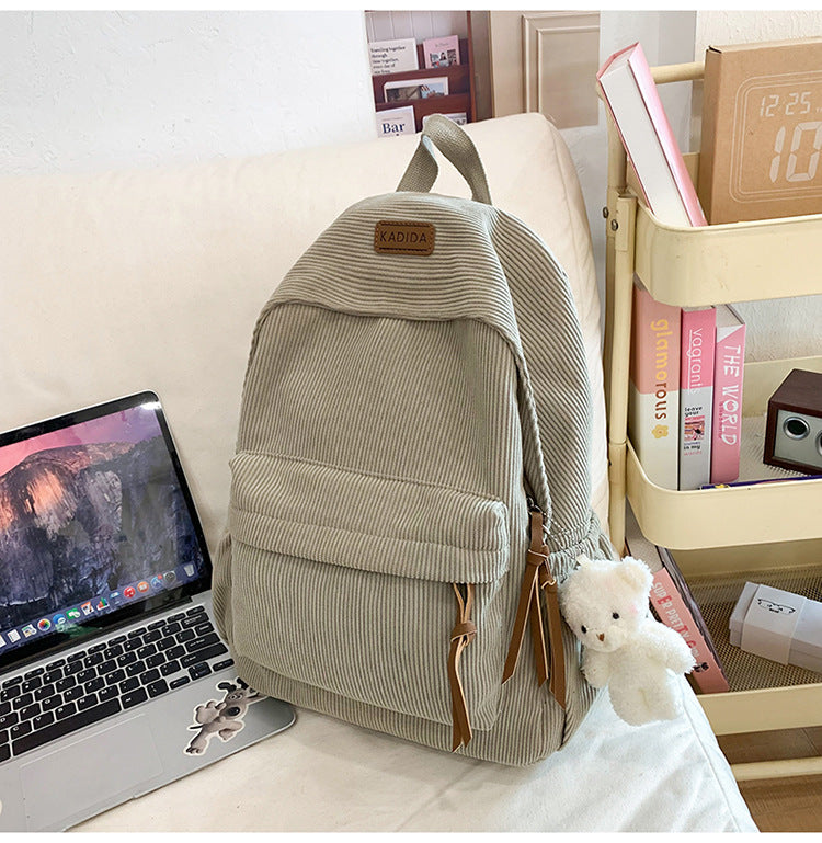 Sac à dos Corduroy de style Harajuku pour les cours de collège
