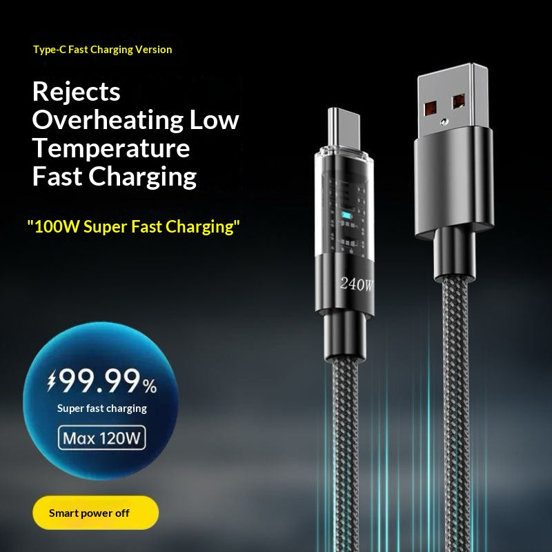 Câble de données de recharge rapide 240W pour les smartphones et l'utilisation de la voiture