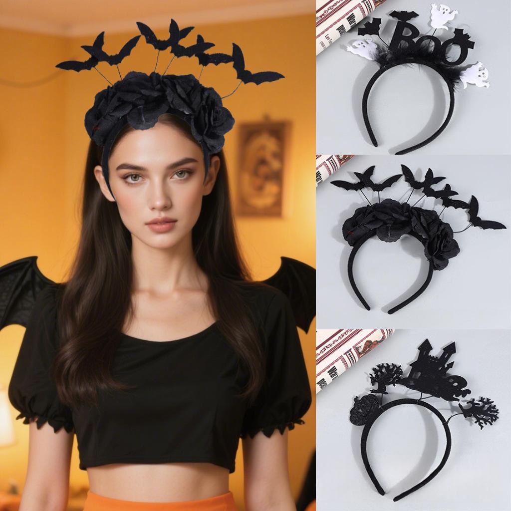 Bandeau de style foncé Mignon Ghost criant Feathered Black Bat