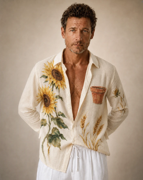 Sunflower & Wheat Imprimer Chemise surdimensionnée