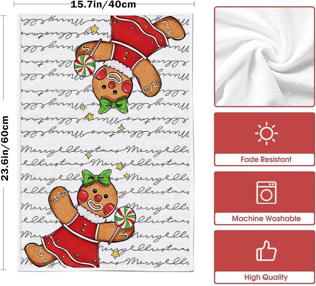 Serviettes de cuisine en pain d'épices de Noël, ensemble de 2