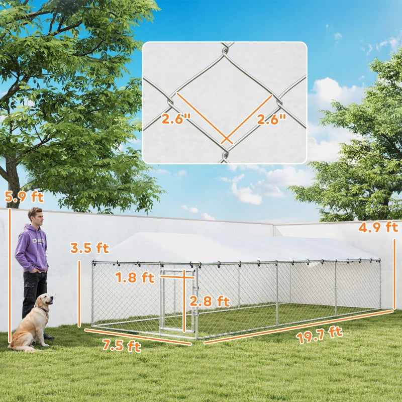 PawHut 20' X 7.5' X 5' chien Kennel extérieur pour grands chiens avec toit imperméable