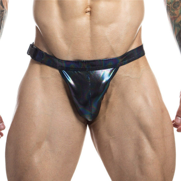 Texture métallique Laser Imitation Cuir Short homme