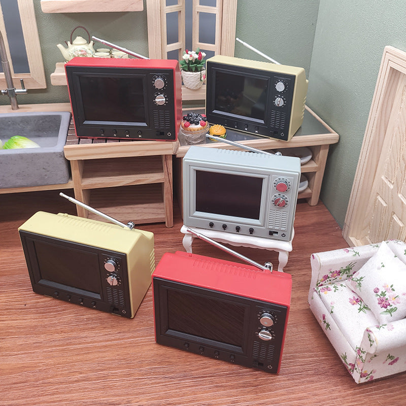 Télévision miniature Qui peut jouer Dollhouse Diorama Displays