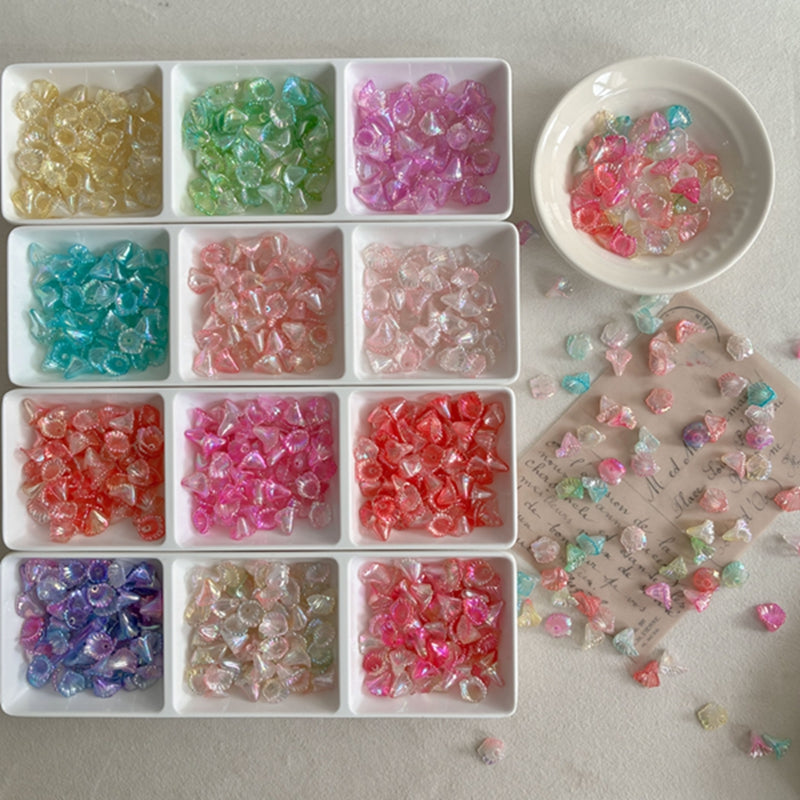 Graduent Iridescent Trumpet Fleurs perles acryliques