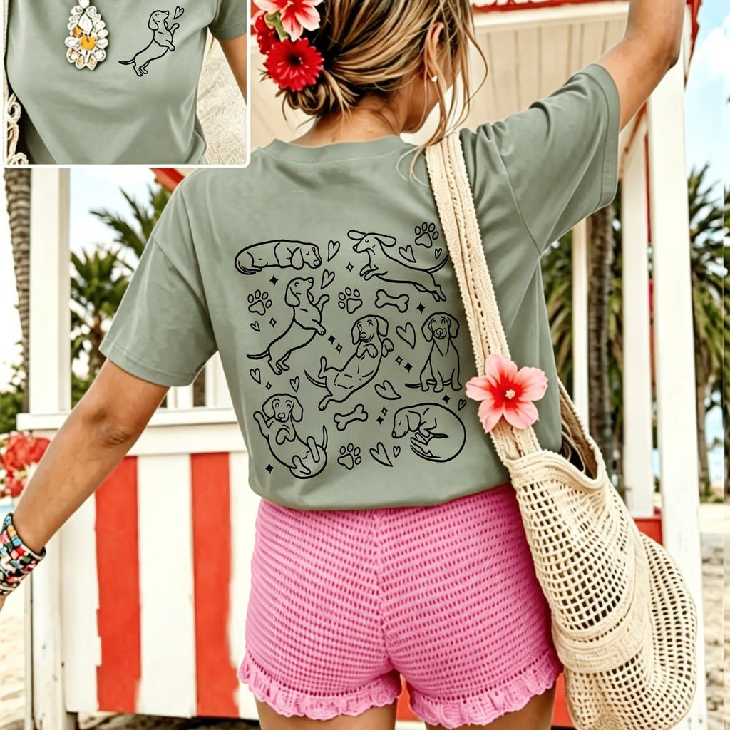 Hommes et femmes Été Casual T-shirt imprimé à double face