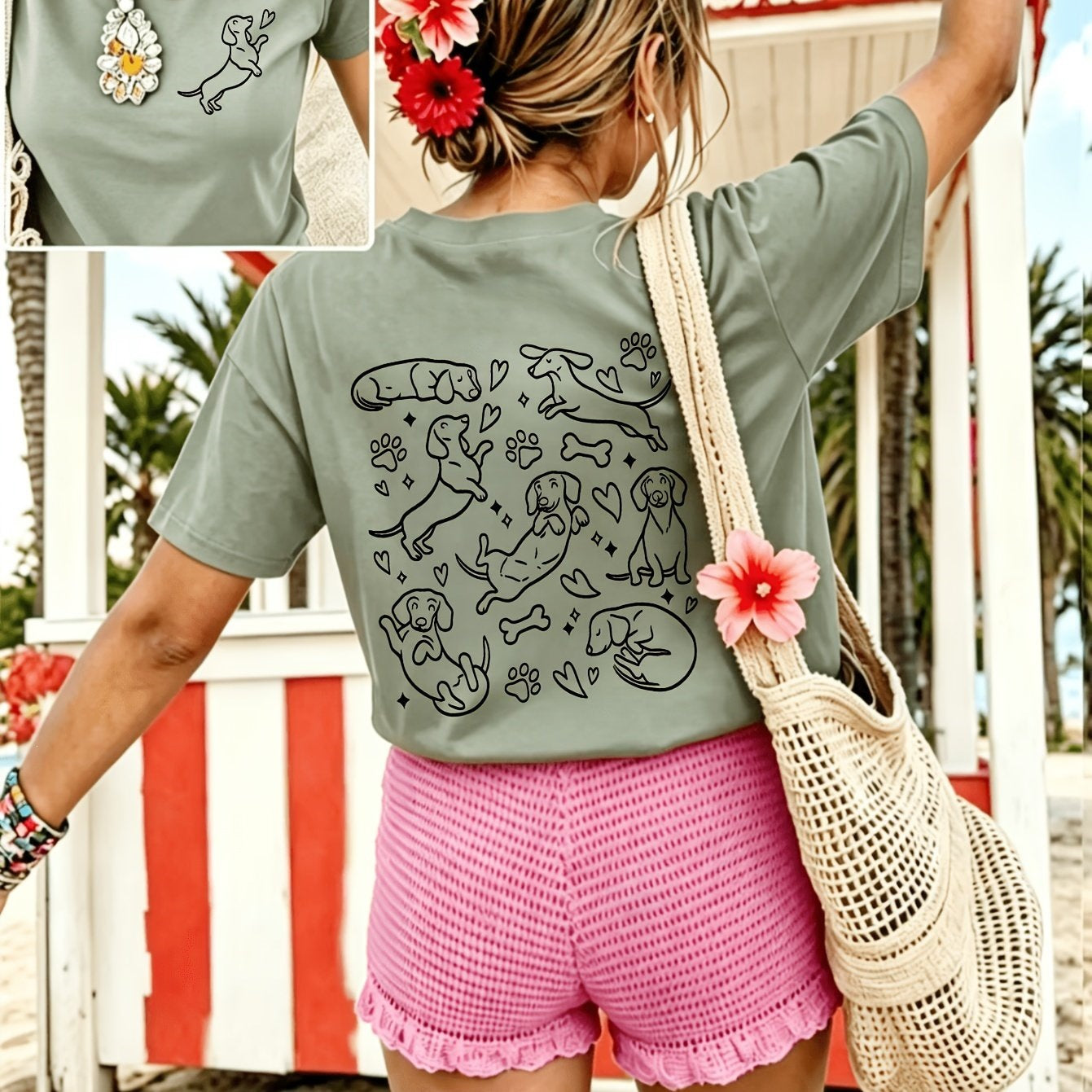 Hommes et femmes Été Casual T-shirt imprimé à double face
