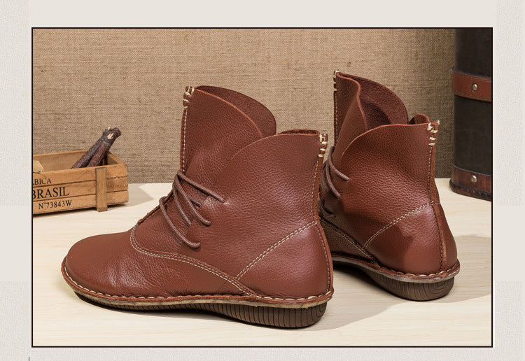 Bottes uniques pour femmes de la couche supérieure de la forêt rétro