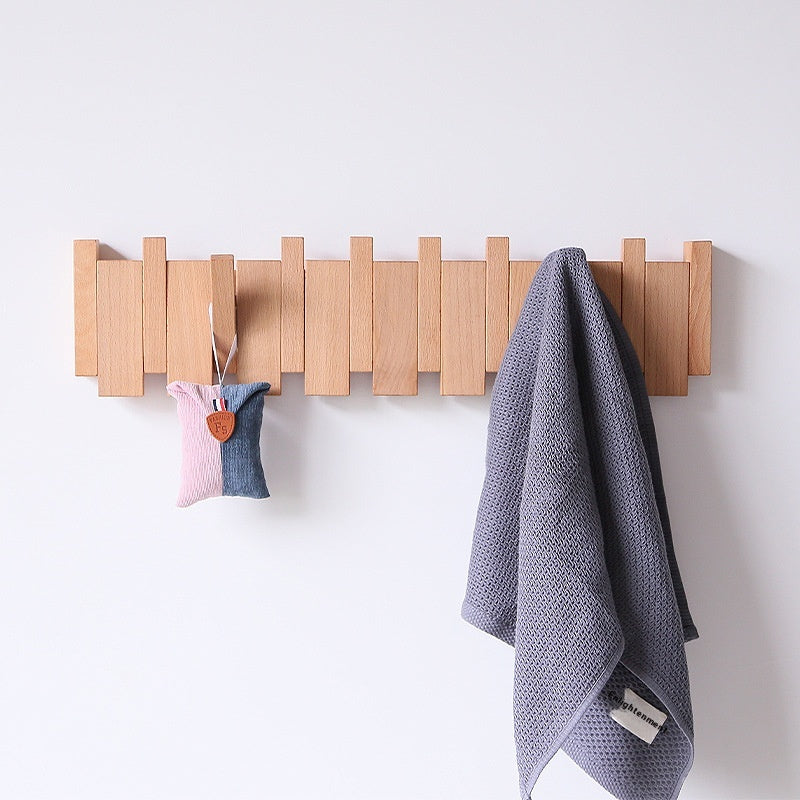 Vêtements Crochet mural Entrée Hallway Hanger sans punch en bois massif Clés créatives Clot