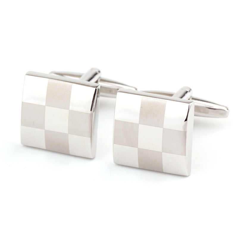 Chemise française en Plaid carré Men's Cufflinks Cufflink