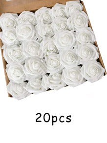 Têtes de rose simulées - blanc-30 pièces