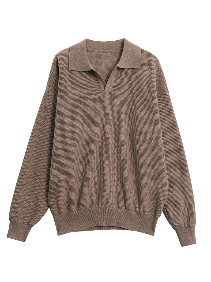 Lapel Sweater Men's Autumn Anti-Pilling col V Long Sleeve Top