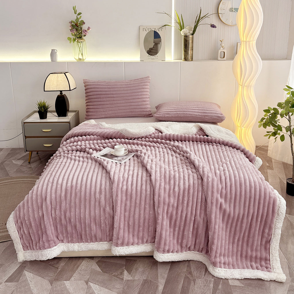 Couverture à double couche en lambswool rayé