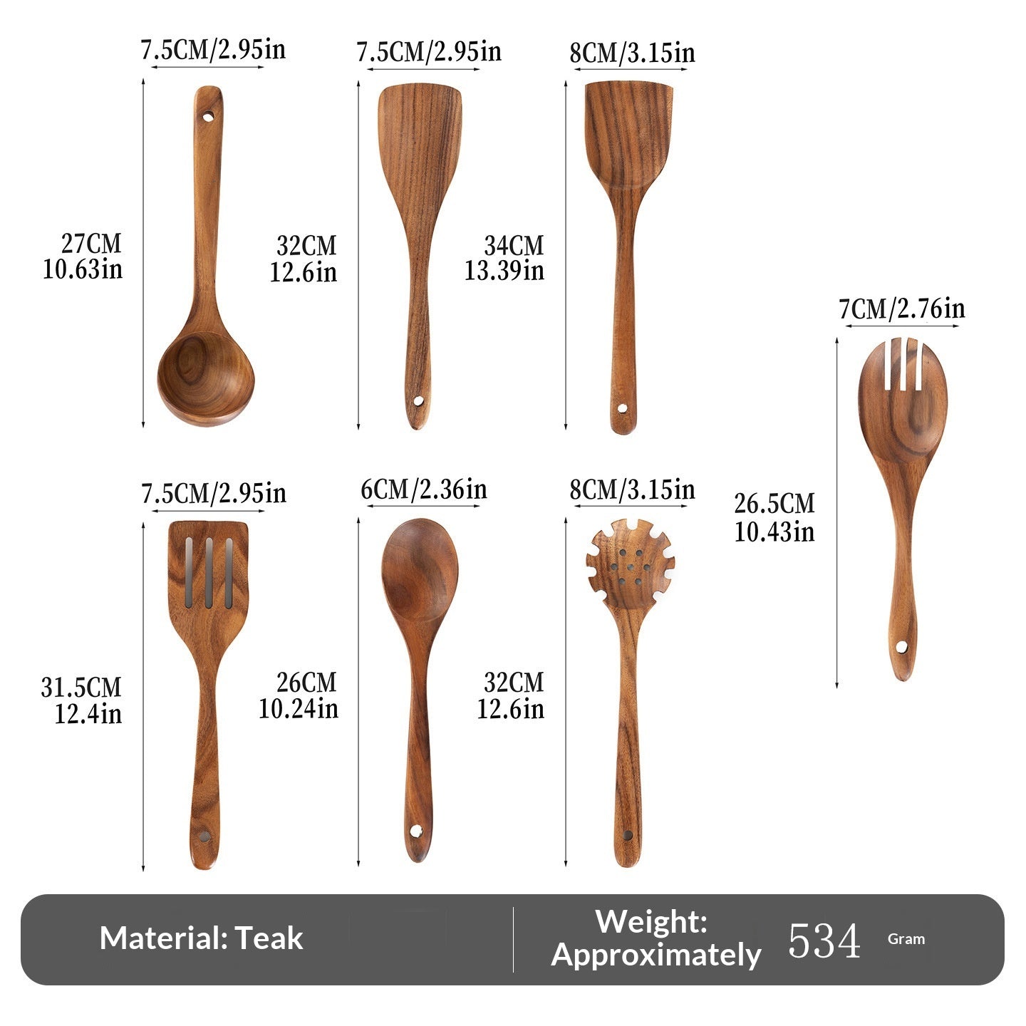 Ensemble de spatules en bois de teck