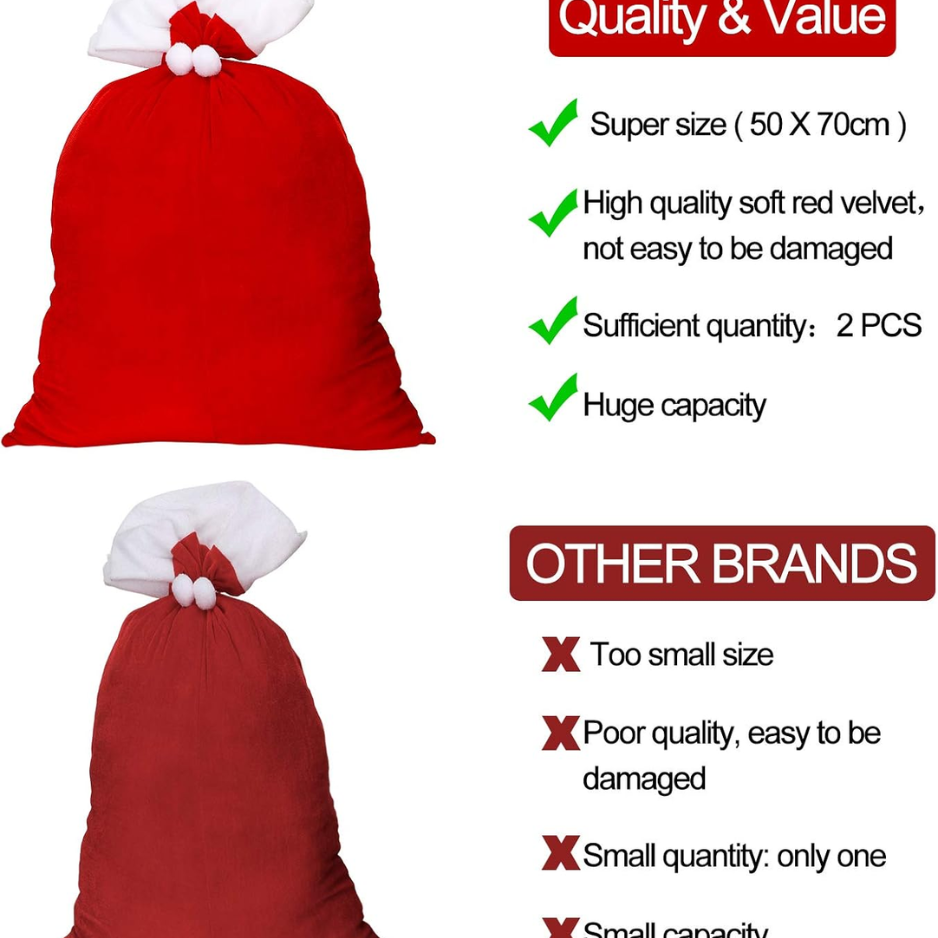 2 Pcs Grand Noël Cadeaux de Noël Sacs Sac