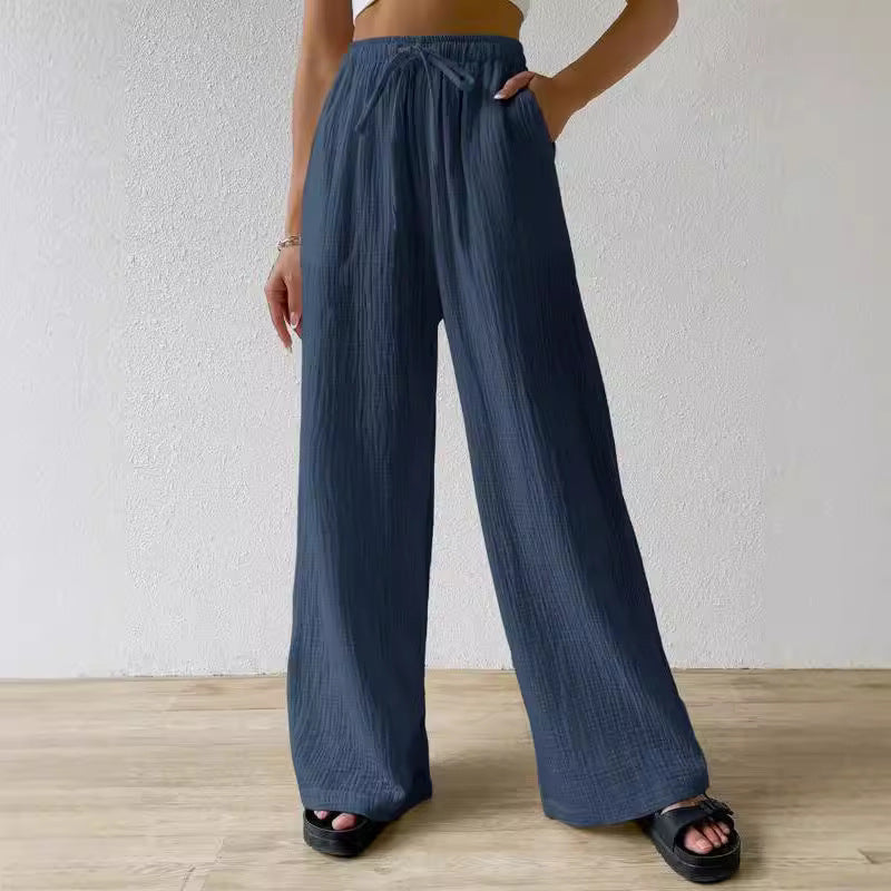 L'Europe et les États-Unis Amazon Fashion Women's Elegant Joker Elastic Casual Solid Col