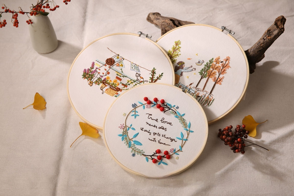 Broderie tissu bricolage Flower and Grass Material Pack Kit de couture