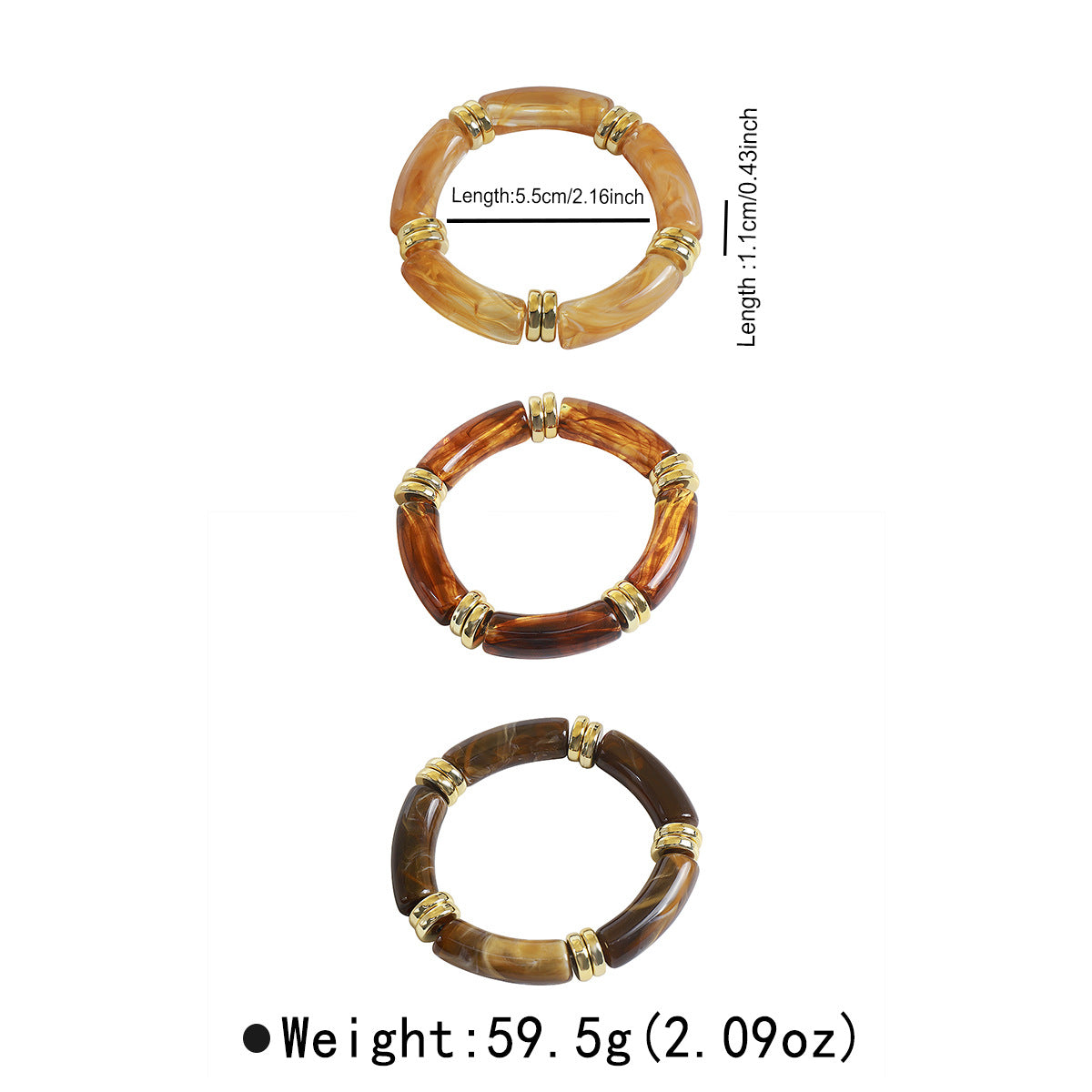 Set de bracelet en acrylique translucide géométrique poli