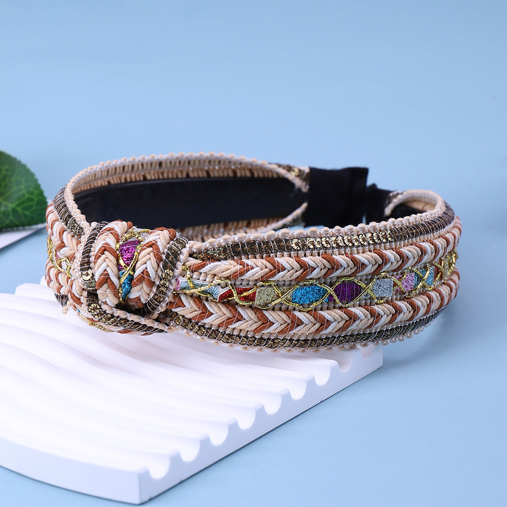Tissu Knotted Hair Accessoires Bohemian Woven Bandeau