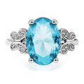 Grandeur Sea Blue Zircon Ladies Ring Simple Bow Ring Ring