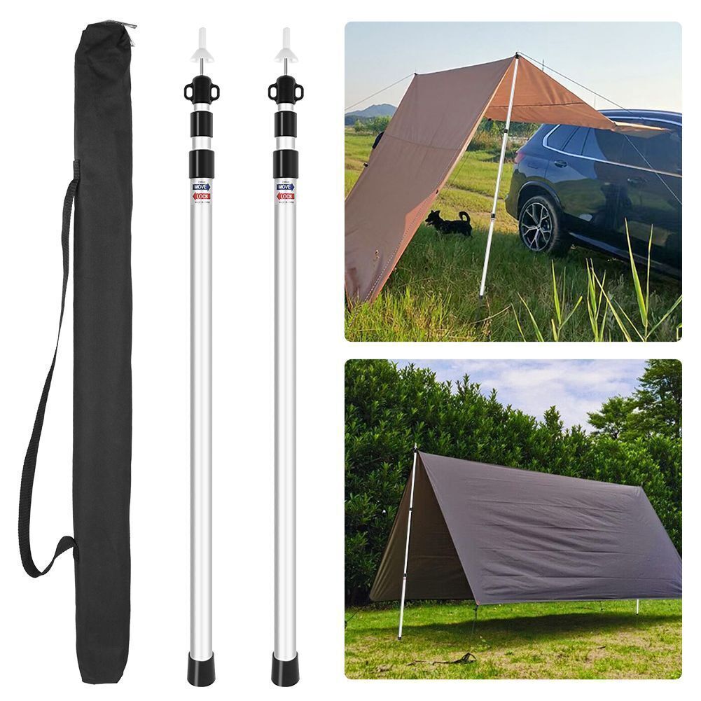 2x 230cm Tente Poles Telescopique Auvent réglable Canopy Trapp Pole Support Rod UK