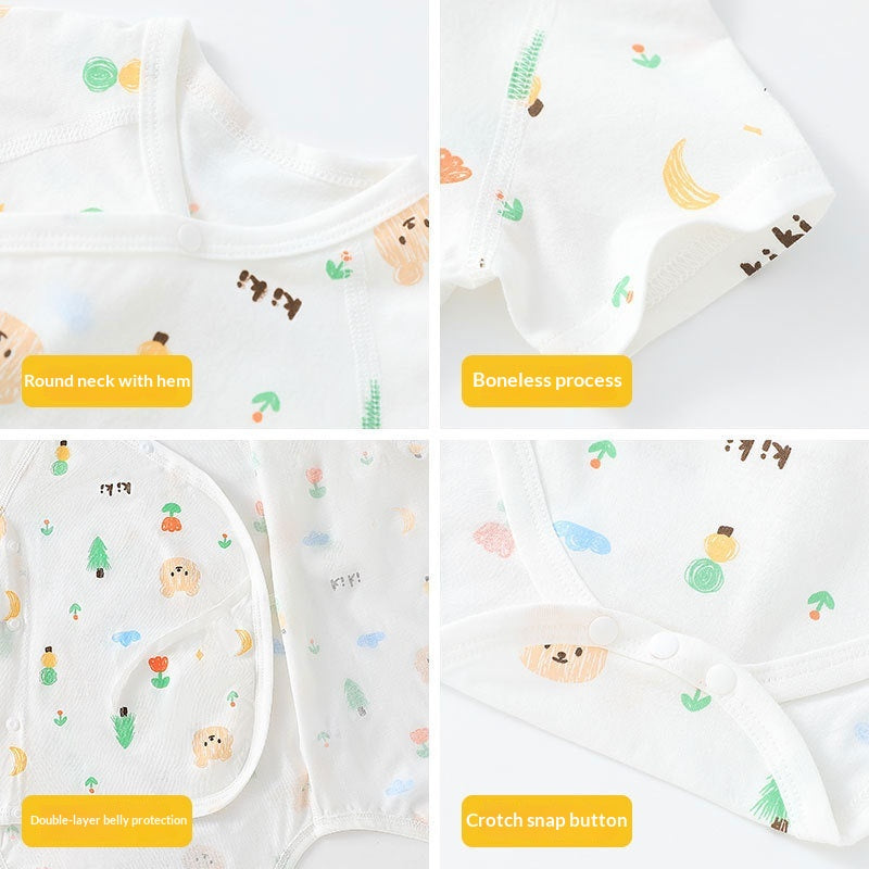 Caricature simple Imprimer Été Bébé Rompers Vêtements filles