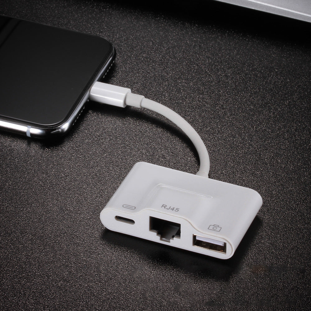 LRU301 adaptateur USB OTG 3 en 1 8pin Ethernet RJ45 pour lecteur de caméra