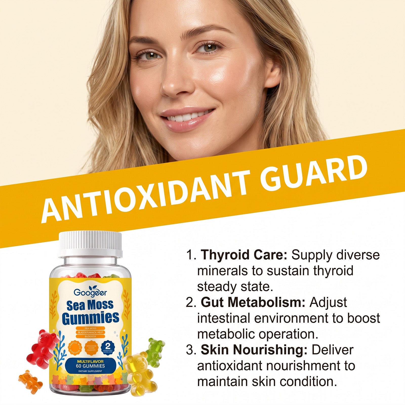 Gommies aromatisées d'algues marines-nutrientes