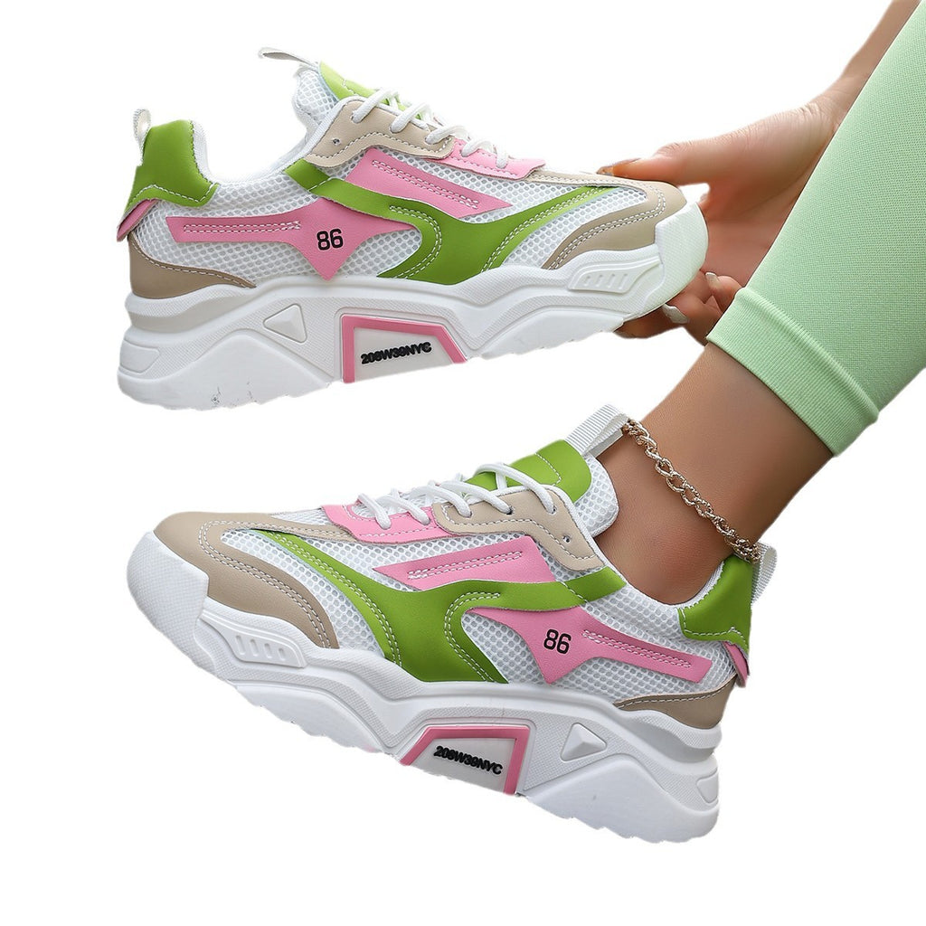 Femmes Casual Sporty Floral Mesh Respirant Chaussures d'ascenseur à semelle épaisse