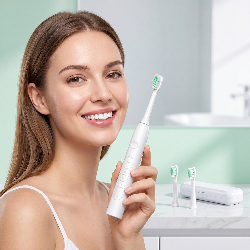 CH-926 Brosse à dents électrique blanche avec 2 têtes de brosse