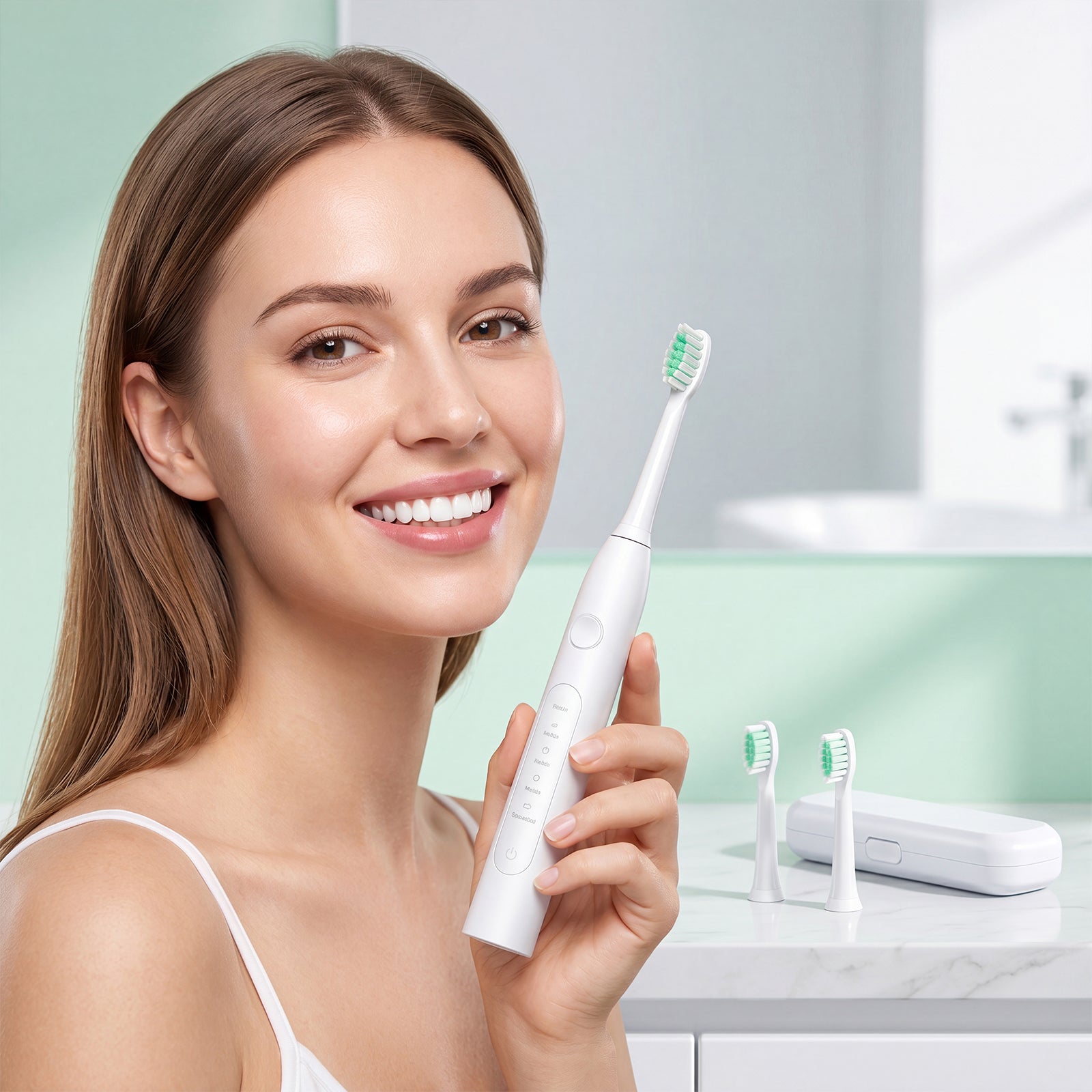 CH-926 Brosse à dents électrique blanche avec 2 têtes de brosse