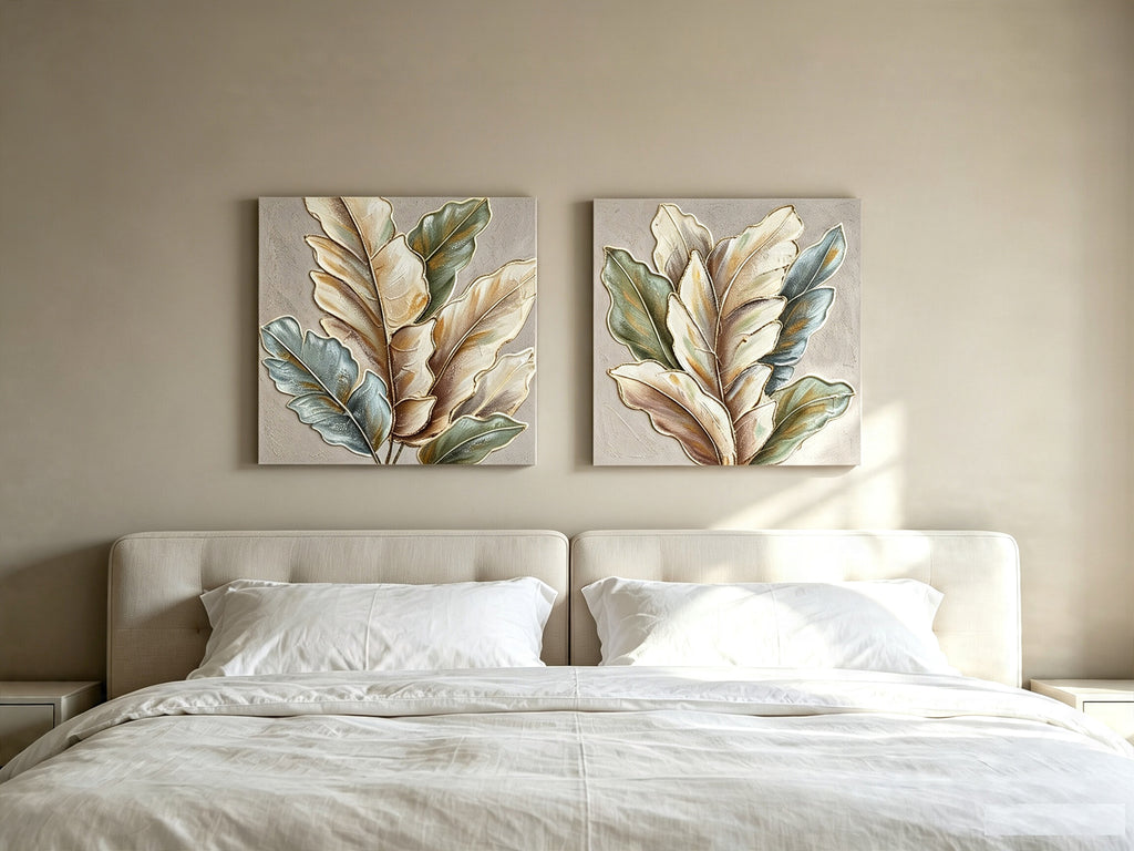 24x24 Ensemble de 2 Leaf Art Botanique
