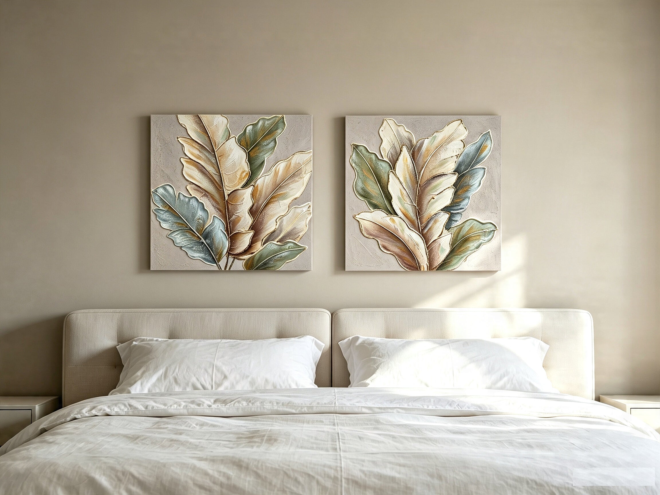 24x24 Ensemble de 2 Leaf Art Botanique